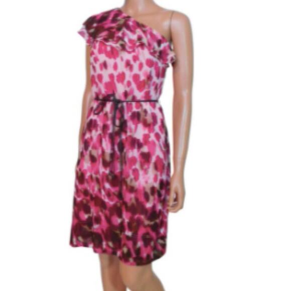 Eliza J Pink Ruffled One Shoulder Sheath Dress Size 4 - Picture 2 of 5